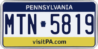 PA license plate MTN5819