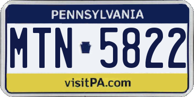 PA license plate MTN5822