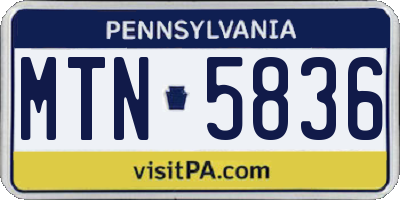 PA license plate MTN5836
