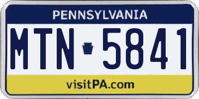 PA license plate MTN5841
