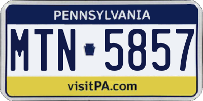 PA license plate MTN5857