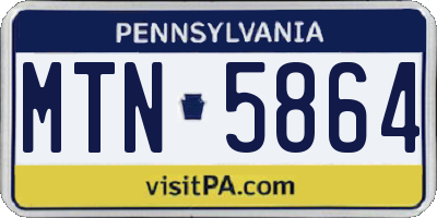 PA license plate MTN5864