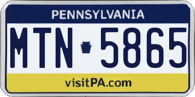 PA license plate MTN5865
