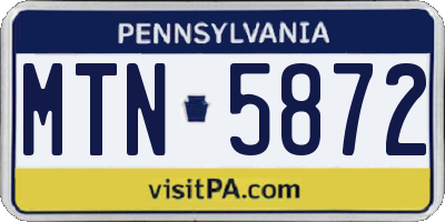 PA license plate MTN5872