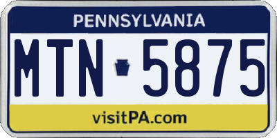 PA license plate MTN5875