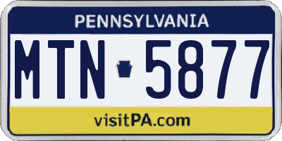 PA license plate MTN5877