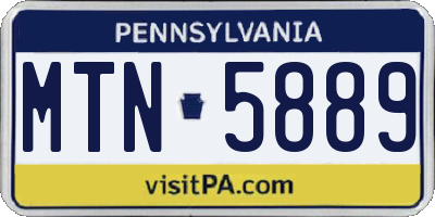 PA license plate MTN5889