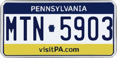 PA license plate MTN5903
