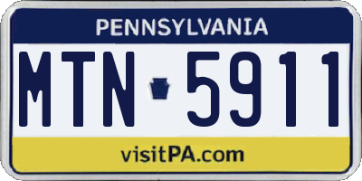 PA license plate MTN5911