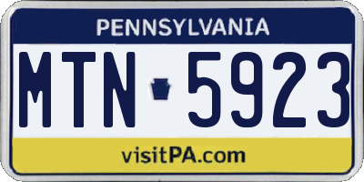 PA license plate MTN5923