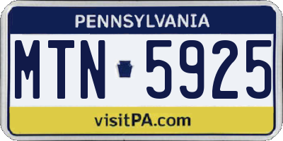 PA license plate MTN5925