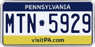 PA license plate MTN5929