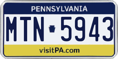 PA license plate MTN5943