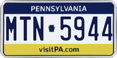 PA license plate MTN5944