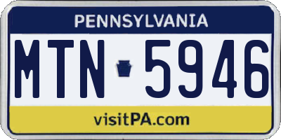 PA license plate MTN5946