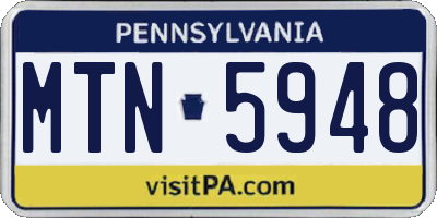 PA license plate MTN5948
