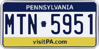 PA license plate MTN5951