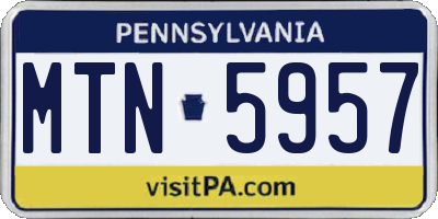 PA license plate MTN5957
