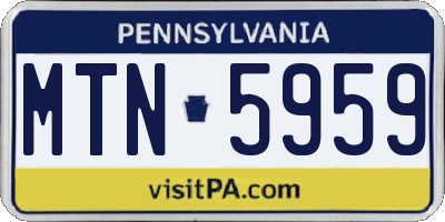 PA license plate MTN5959