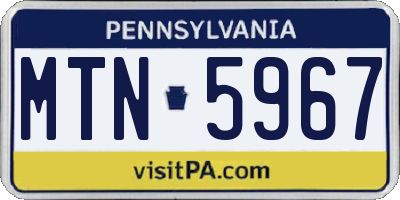 PA license plate MTN5967