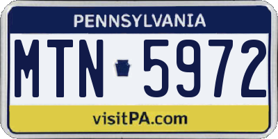 PA license plate MTN5972