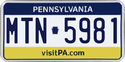 PA license plate MTN5981