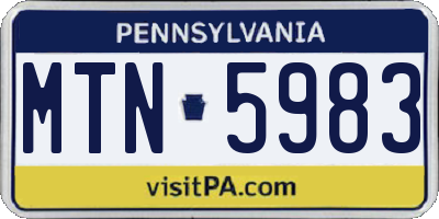 PA license plate MTN5983