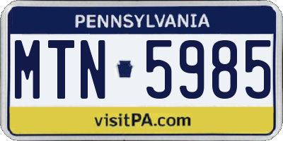 PA license plate MTN5985