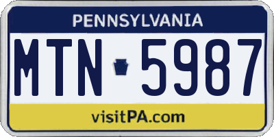 PA license plate MTN5987