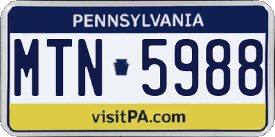 PA license plate MTN5988