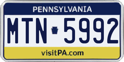 PA license plate MTN5992