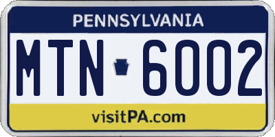 PA license plate MTN6002
