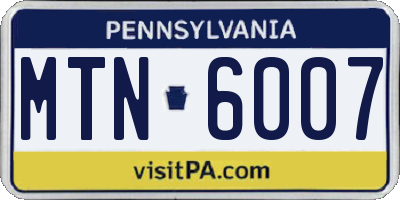 PA license plate MTN6007