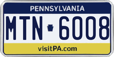 PA license plate MTN6008