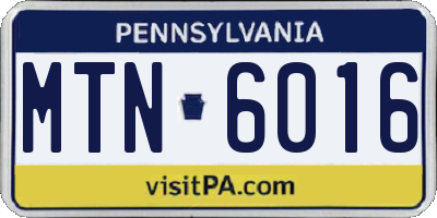 PA license plate MTN6016