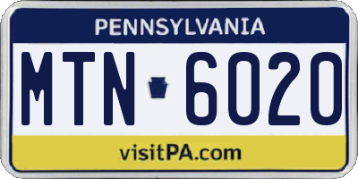 PA license plate MTN6020