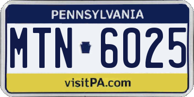 PA license plate MTN6025