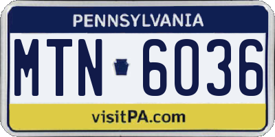 PA license plate MTN6036