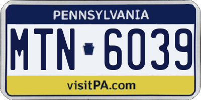 PA license plate MTN6039