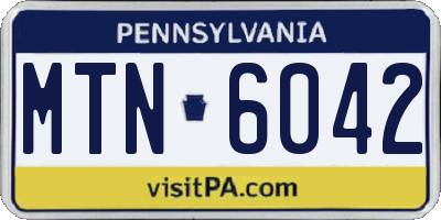PA license plate MTN6042