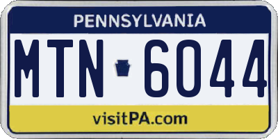 PA license plate MTN6044
