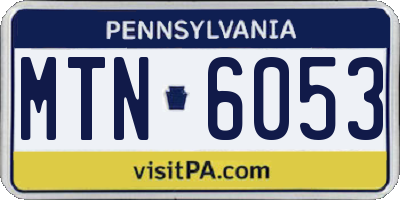 PA license plate MTN6053