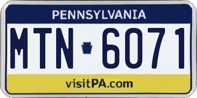 PA license plate MTN6071