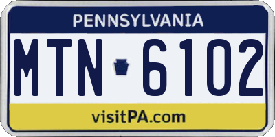 PA license plate MTN6102