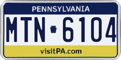 PA license plate MTN6104