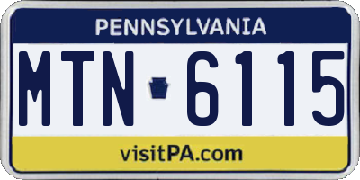 PA license plate MTN6115