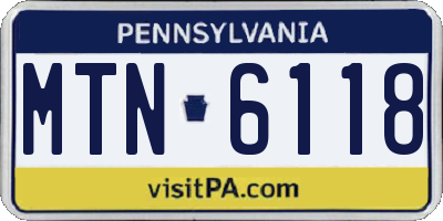 PA license plate MTN6118