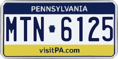 PA license plate MTN6125