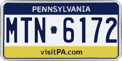 PA license plate MTN6172