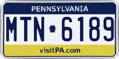 PA license plate MTN6189